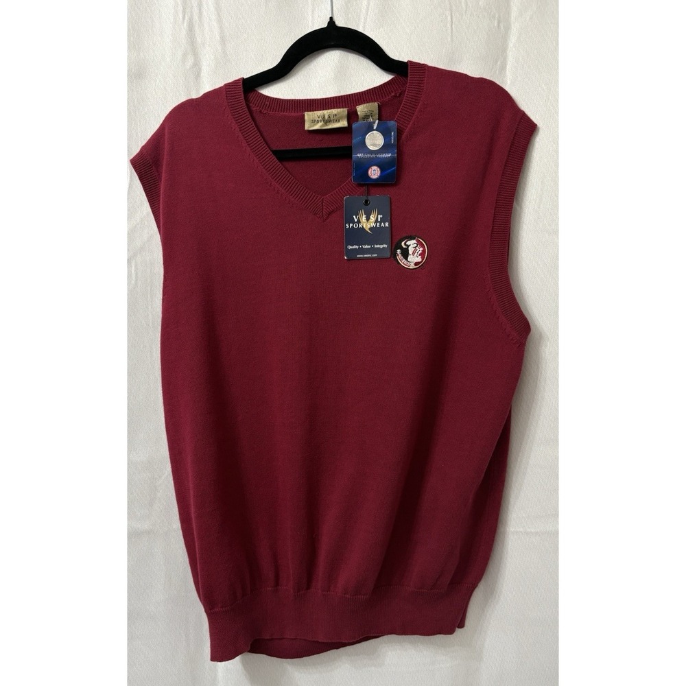Vesi Sportswear Sweater Vest Size M Florida Seminole Logo Maroon Sleeveless New